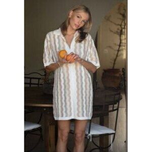 Yellow The Label Felix Knit Short Sleeved Shirt Dress Tropic S/M‎